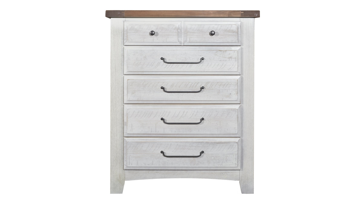 Alabaster Sea Biscuit Two Tone Arch 5 Drawer Chest