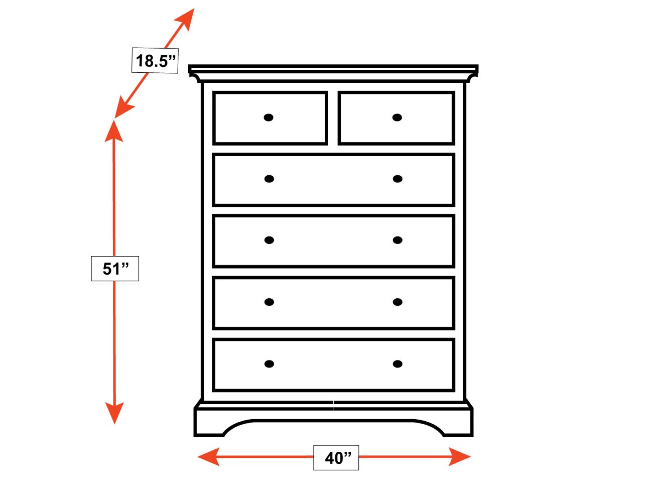 Gladewater Solid Black Cherry Wood Modern 6 Drawer Chest
