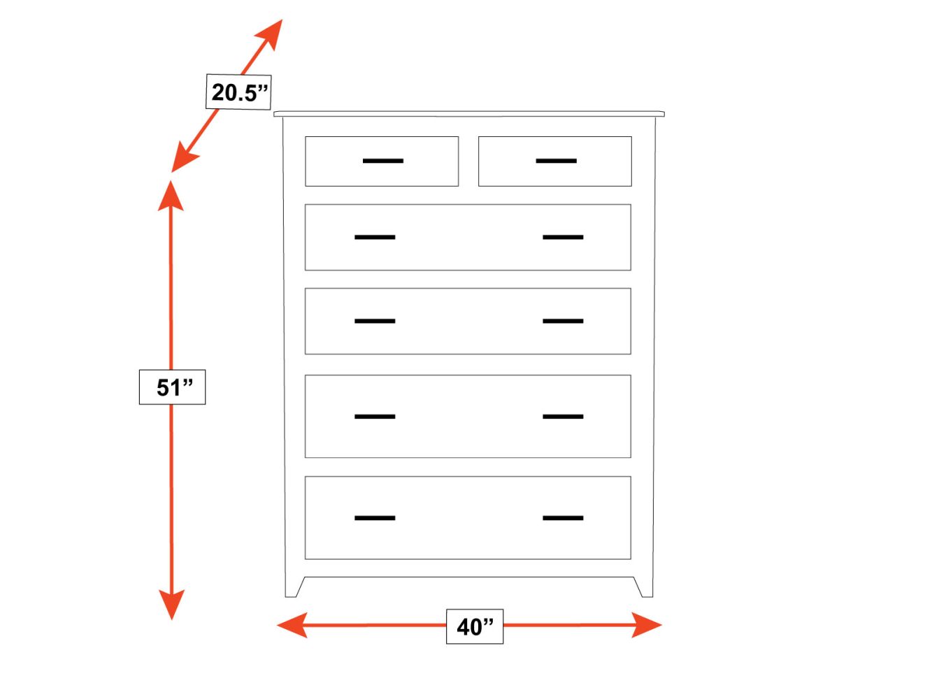 Tyler Solid Oak Wood Modern 6 Drawer Chest