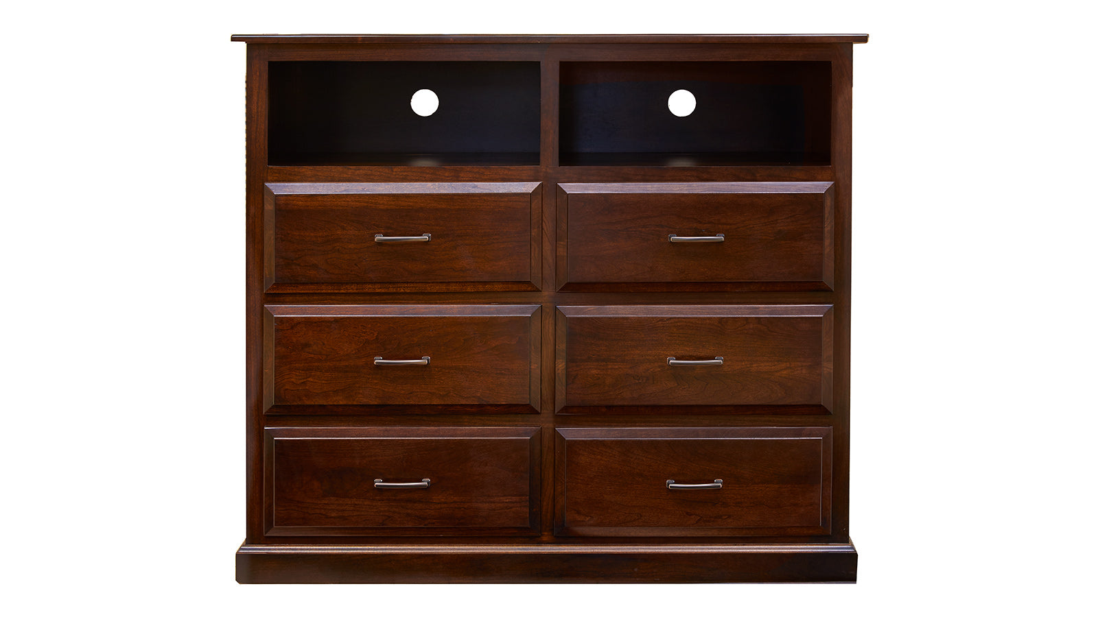 Henrietta Solid Black Cherry Wood Modern 6 Drawer Media Chest