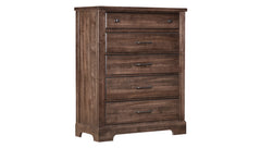 Cool Rustic Mink Modern Farmhouse Solid Maple 5 Drawer Chest