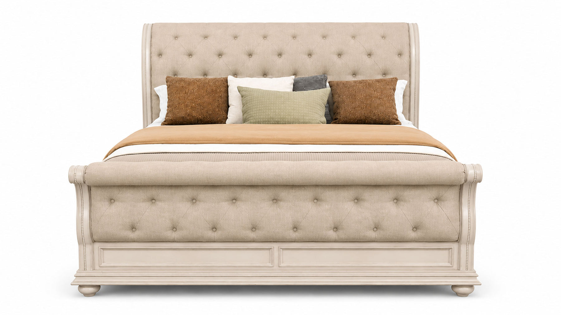 Woodlands Queen Upholstered Sleigh Bed | Classic Sleigh Design | Gallery Furniture