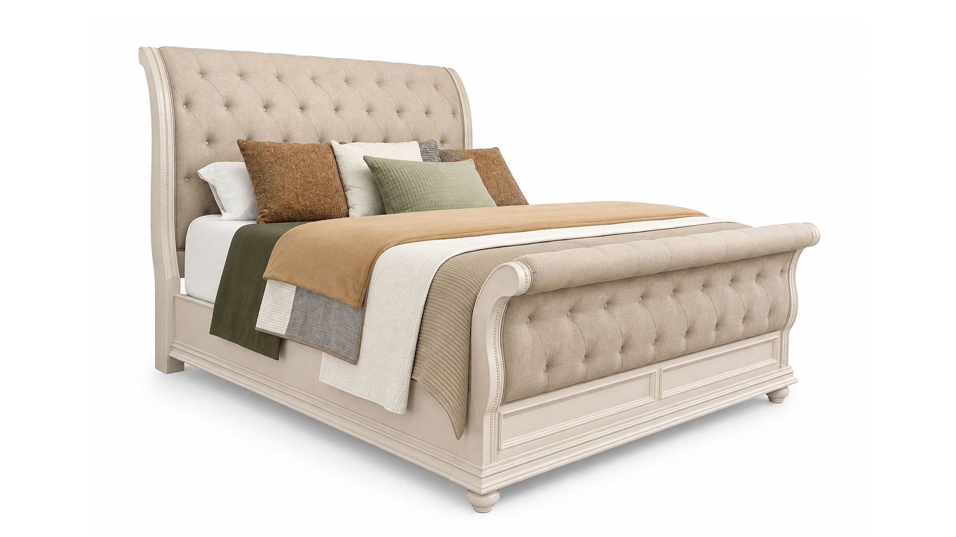 Woodlands Queen Upholstered Sleigh Bed | Classic Sleigh Design | Gallery Furniture
