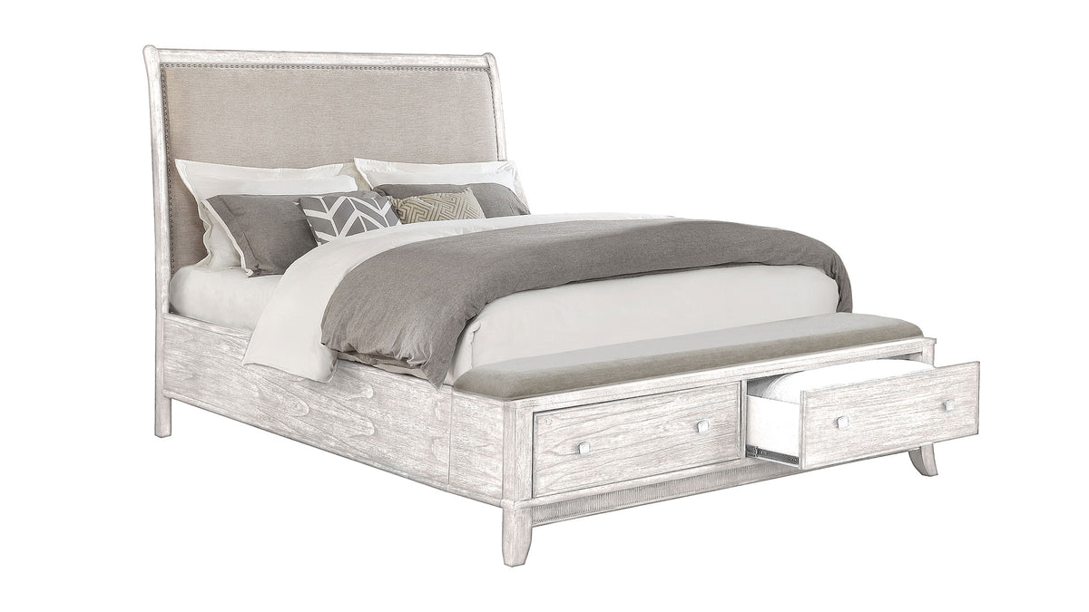 Queen Size Bolivar White Storage Bed Frame
