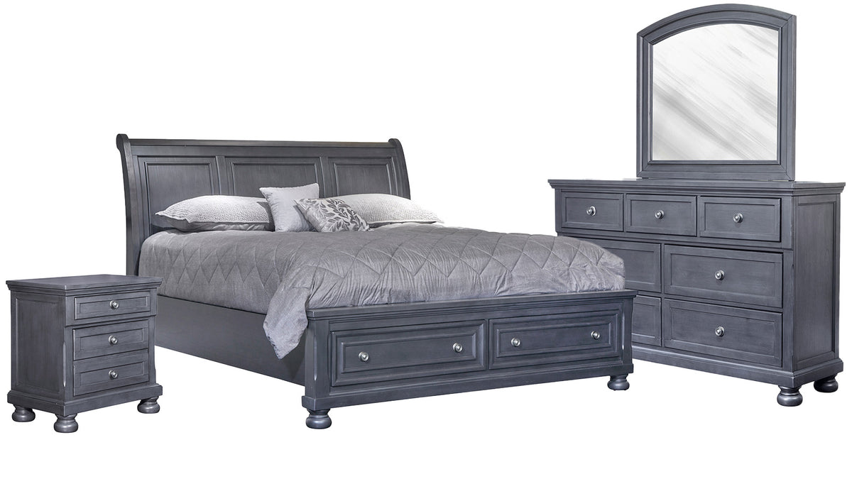 3 Pc Soriah Gray King Bedroom Set (King Bed, Dresser/Mirror, & Nightstand)