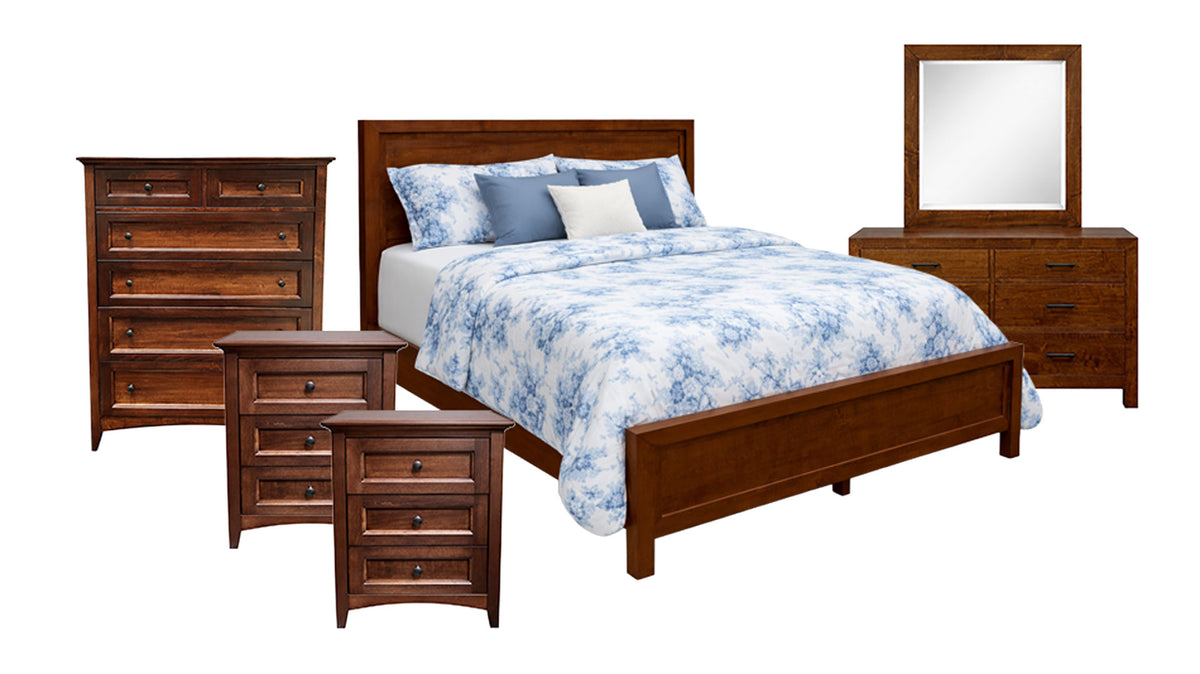 5pc Mix & Match Solid Wood Bedroom Set - King Bed, Dresser/Mirror, Chest & 2 Nightstands
