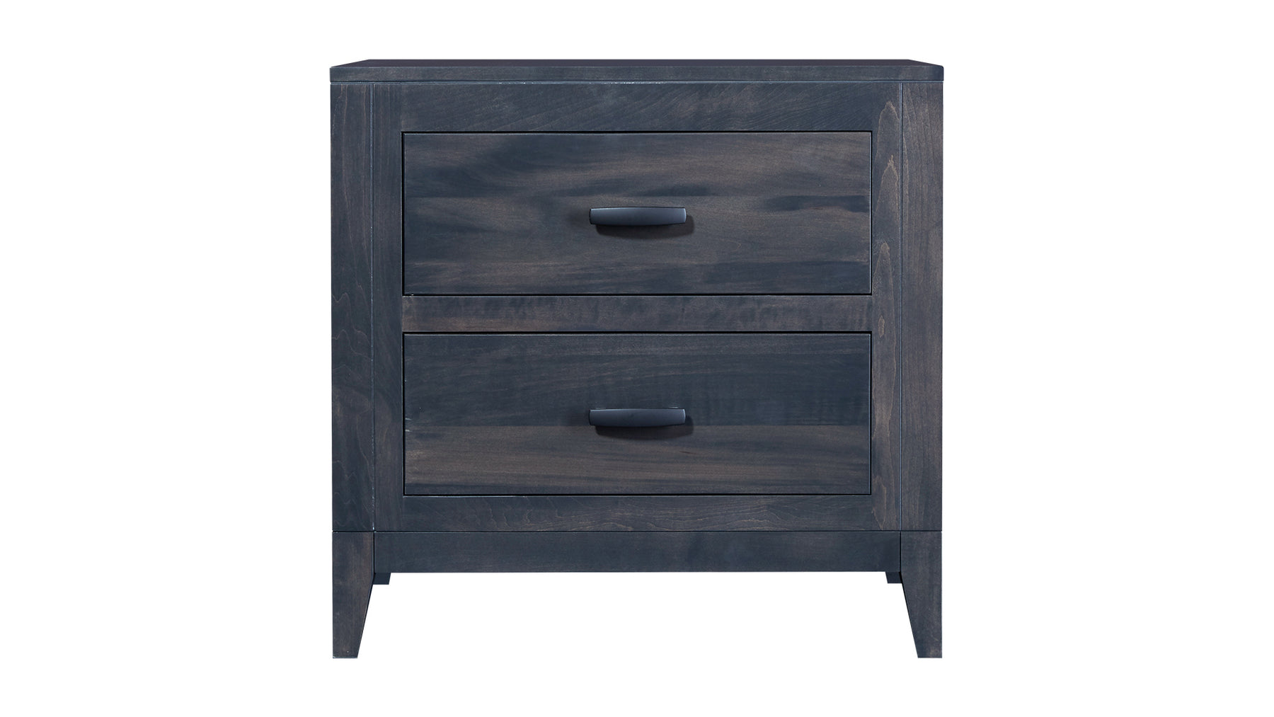 Modern Storm Grey Solid Maple Wood 2 Drawer Nightstand