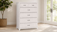 Ashton Weathered Oak Farmhouse 5 Drawer Chest