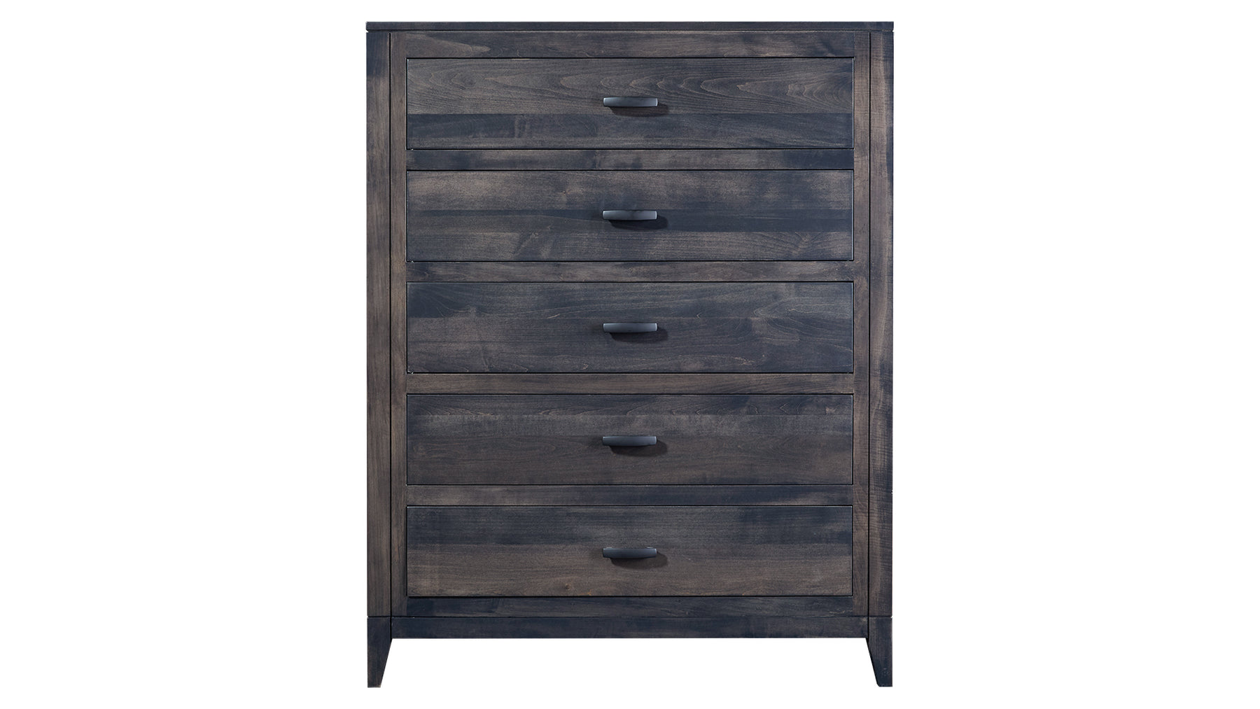 Modern Storm Grey Solid Maple Wood 5 Drawer Chest
