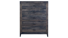 Modern Storm Grey Solid Maple Wood 5 Drawer Chest