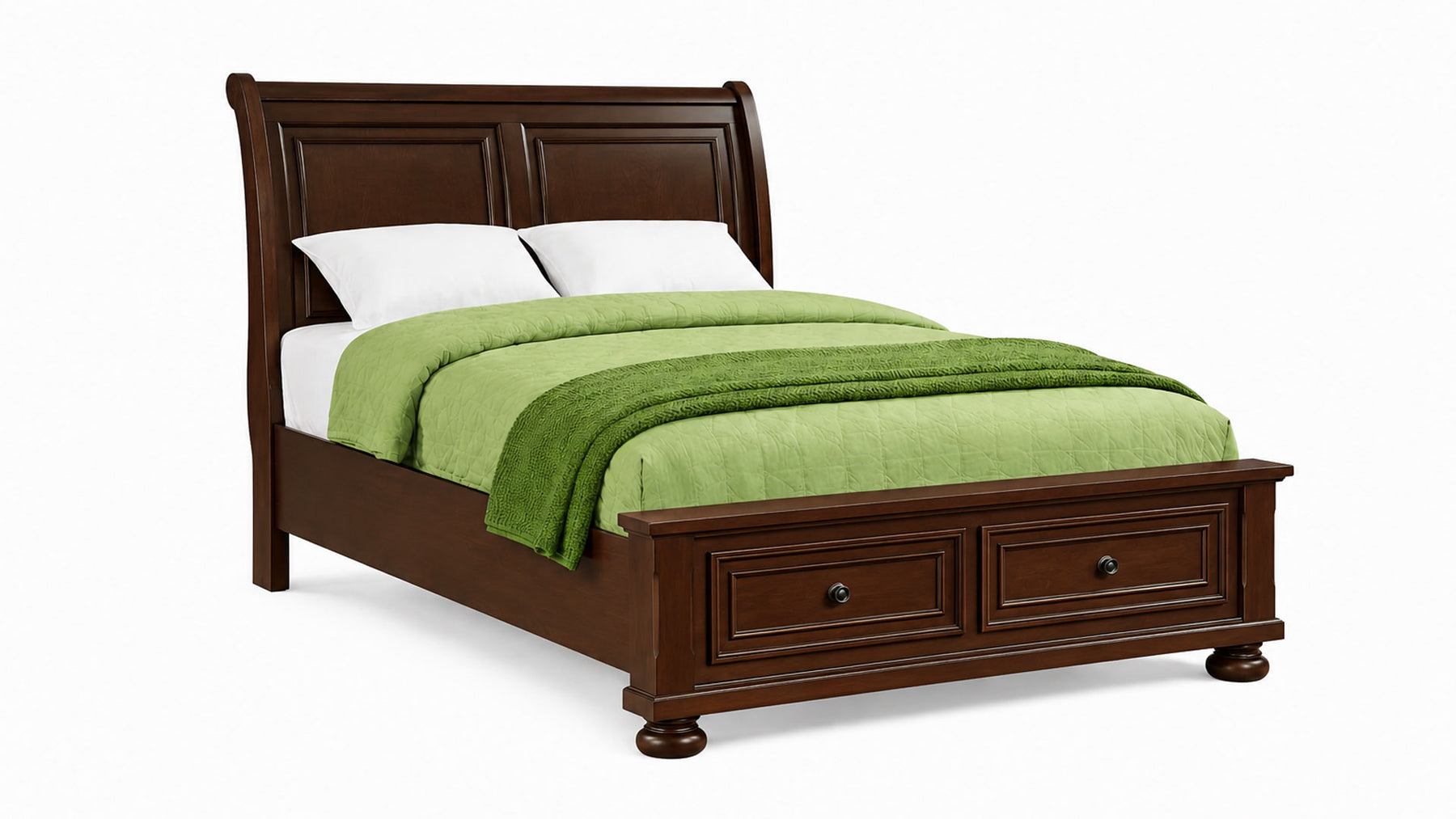 Cama doble con cajones Soriah Cherry | Cama tipo trineo con cajones | Gallery Furniture