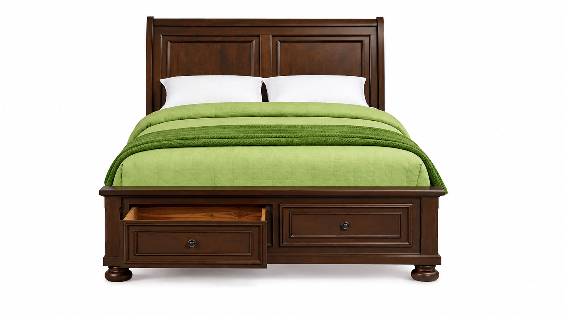 Cama doble con cajones Soriah Cherry | Cama tipo trineo con cajones | Gallery Furniture