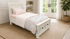 Soriah Sea Shell White Twin Storage Bed | Sleigh Bed with Storage | Gallery Furniture