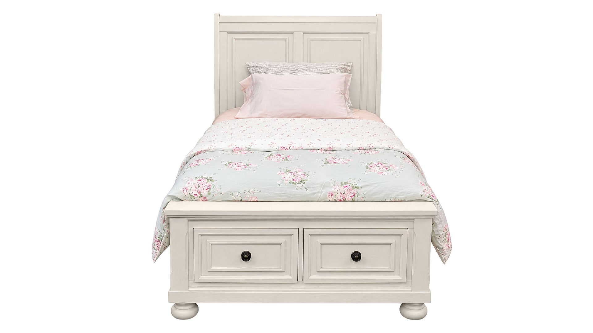 Soriah Sea Shell White Twin Storage Bed | Sleigh Bed with Storage | Gallery Furniture