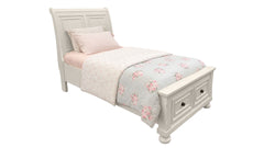 Soriah Sea Shell White Twin Storage Bed | Sleigh Bed with Storage | Gallery Furniture