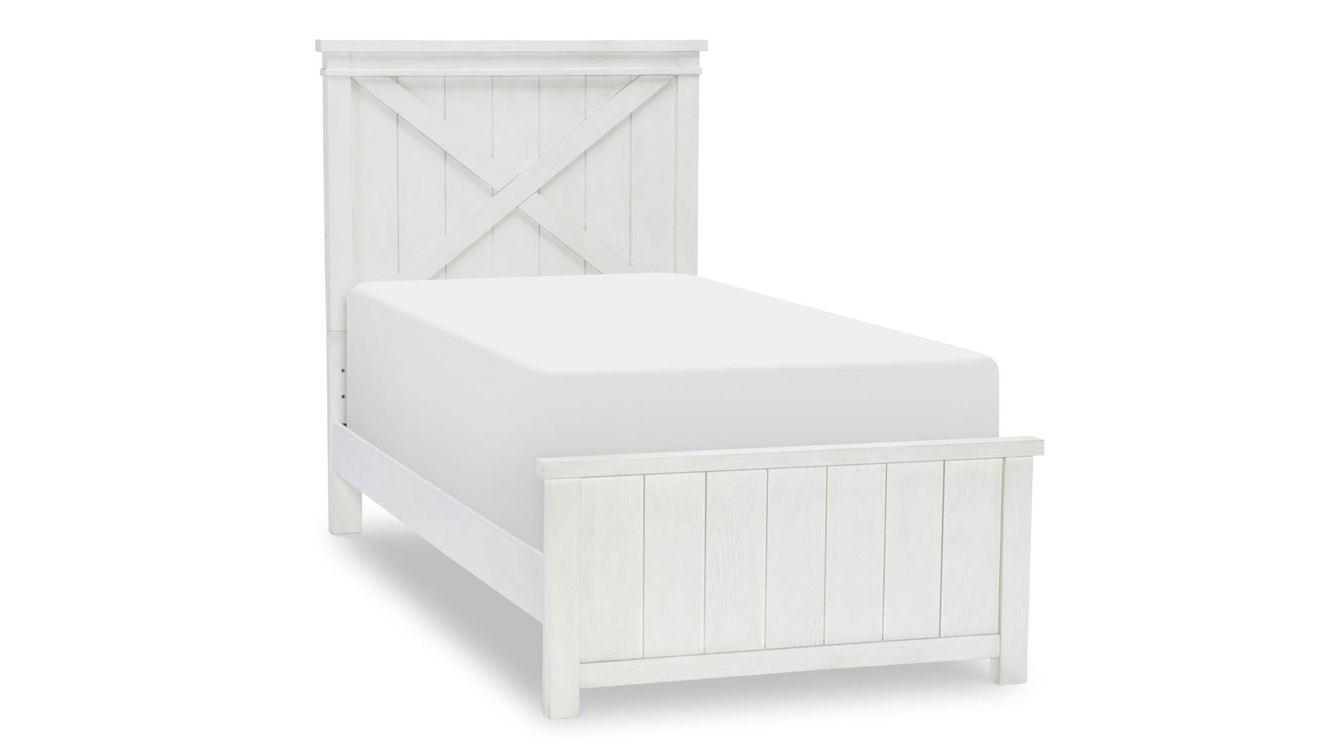 Twin Size Flatiron Modern Farmhouse White Bed Frame