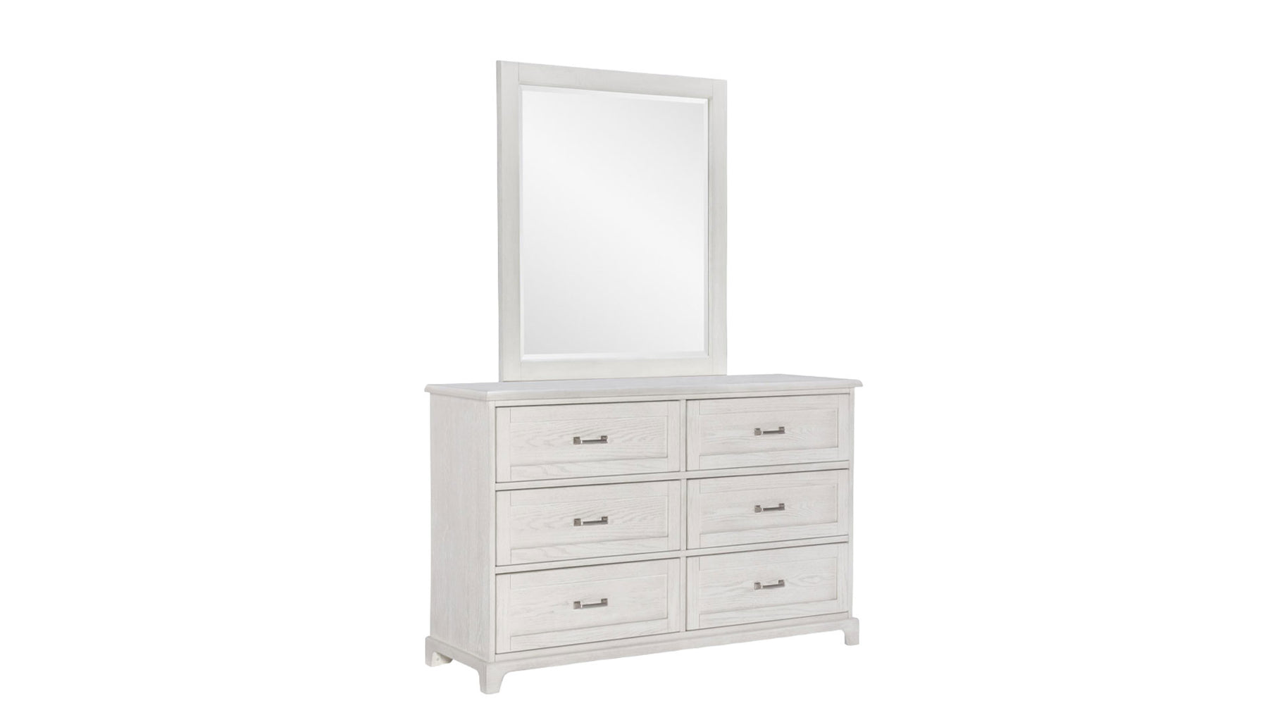 Ashton Weathered Oak Farmhouse 6 Drawer Dresser w/Mirror