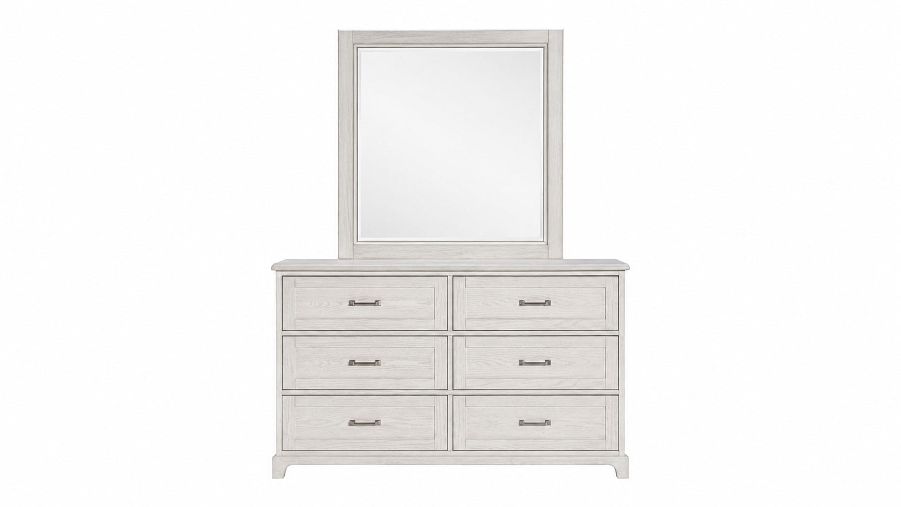 Ashton Weathered Oak Farmhouse 6 Drawer Dresser w/Mirror
