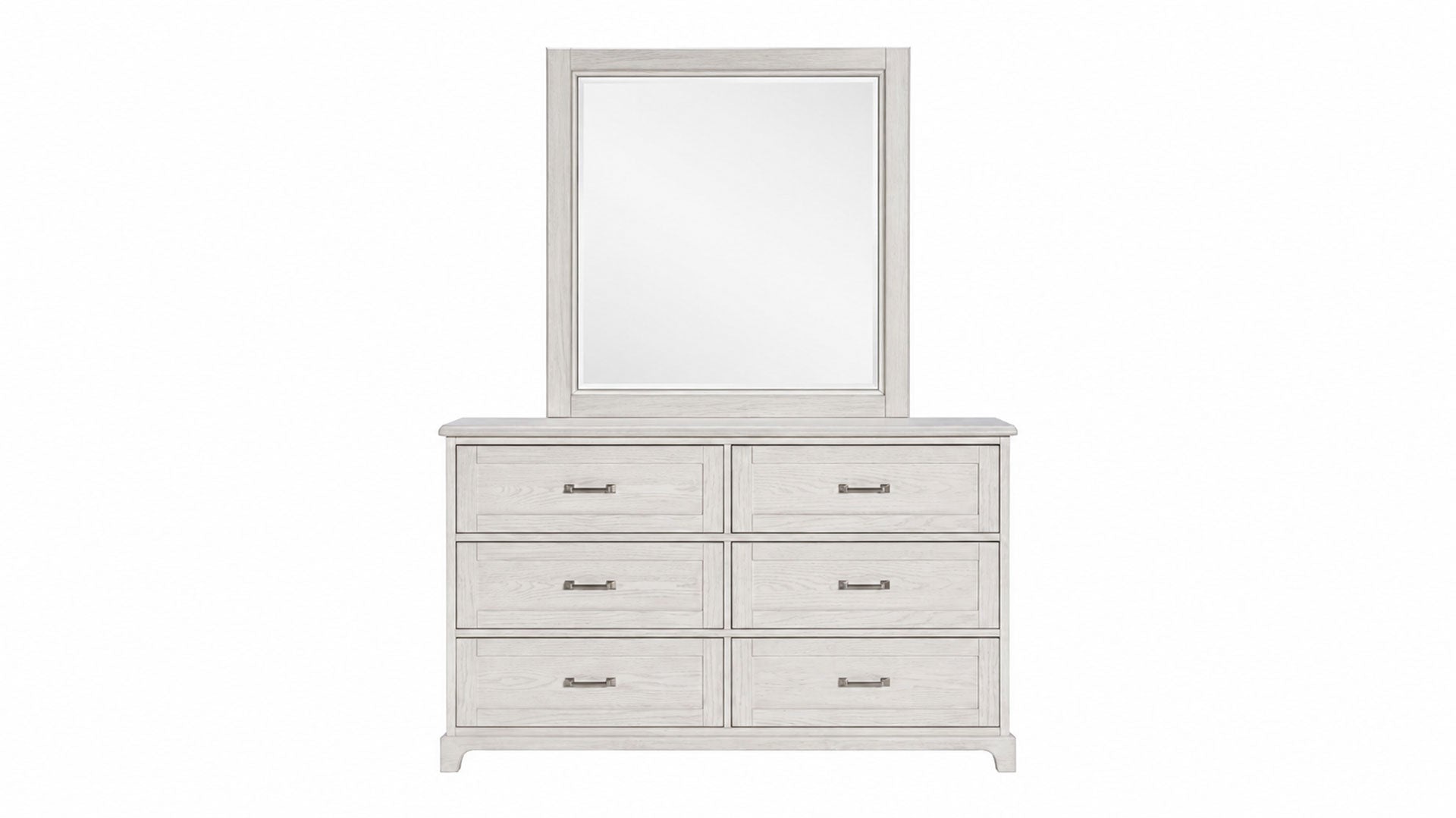 Ashton Weathered Oak Farmhouse 6 Drawer Dresser w/Mirror
