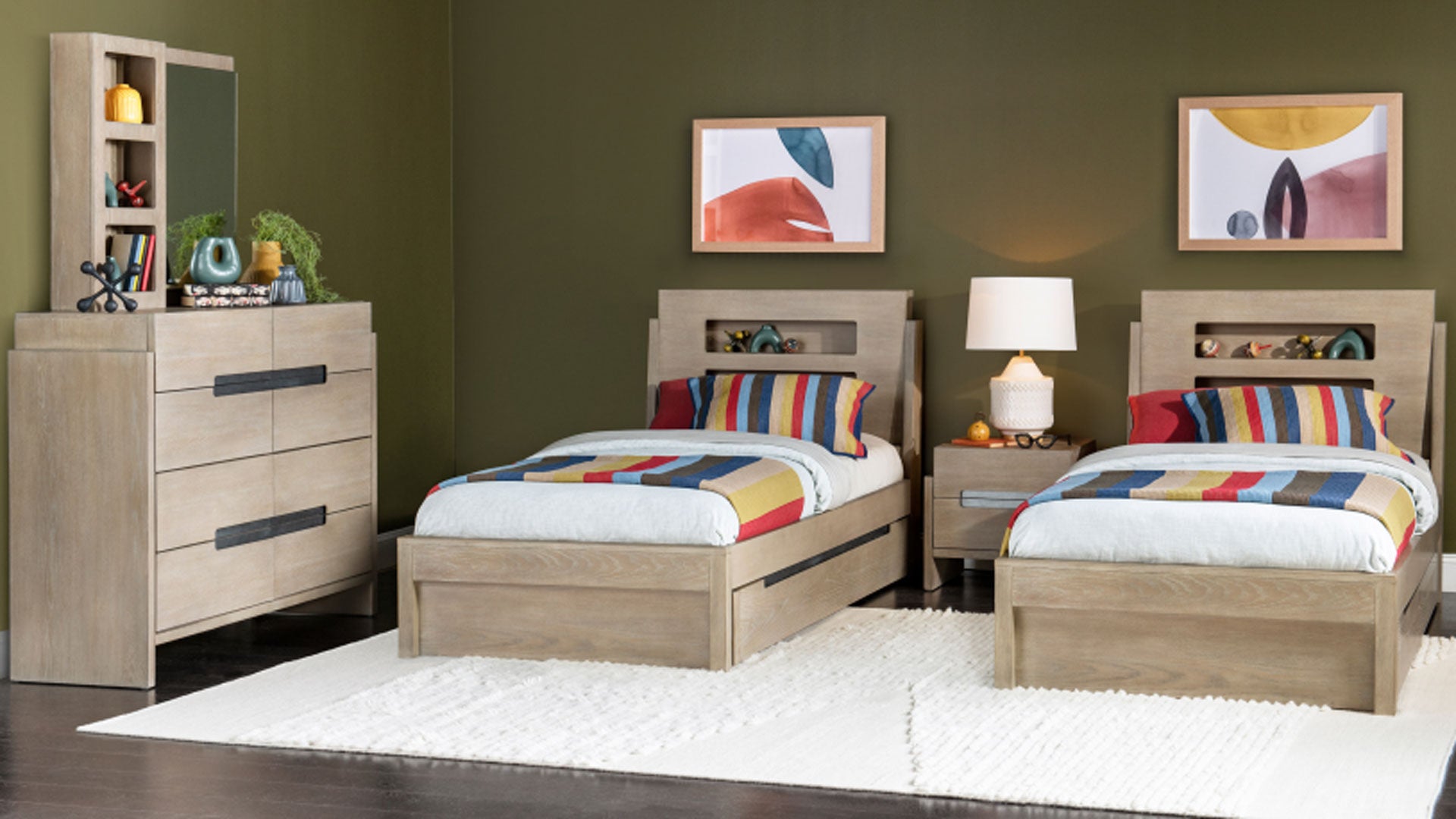 Twin Size Weathered Oak Bed w/LED Lighting