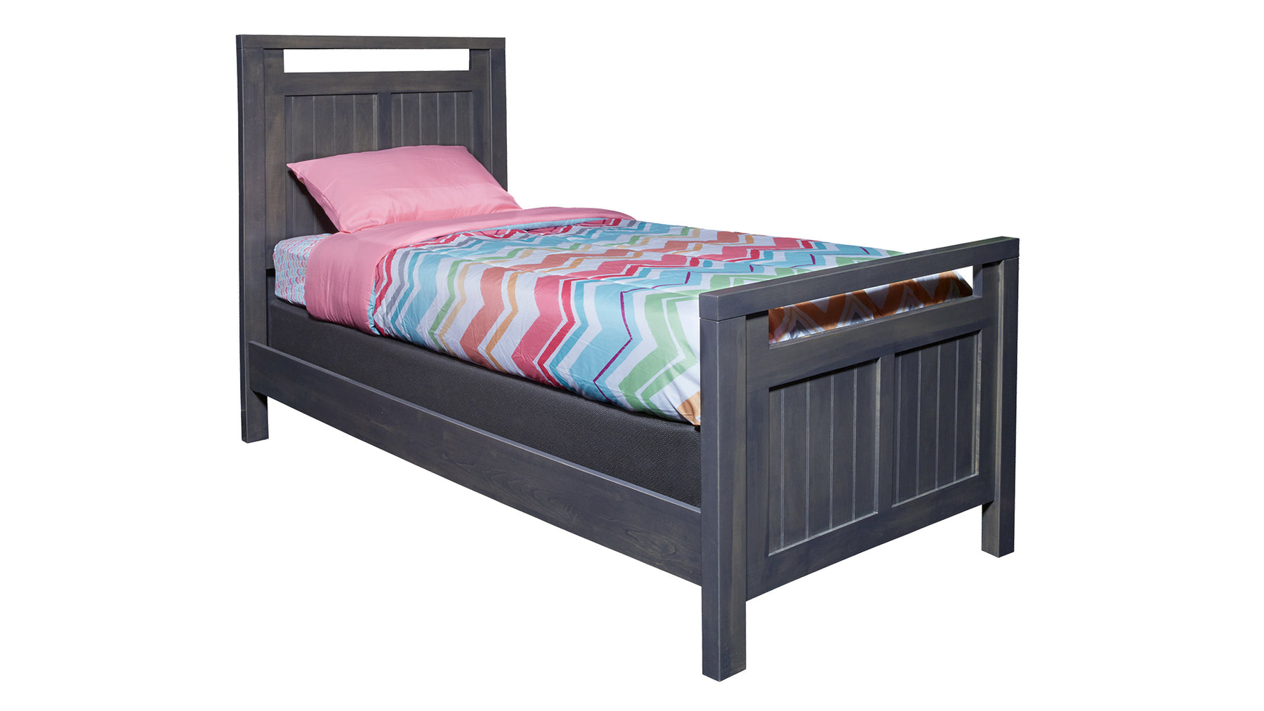 Twin Size Modern Storm Grey Solid Maple Bed Frame