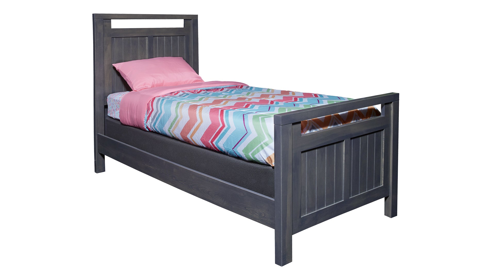 Twin Size Modern Storm Grey Solid Maple Bed Frame