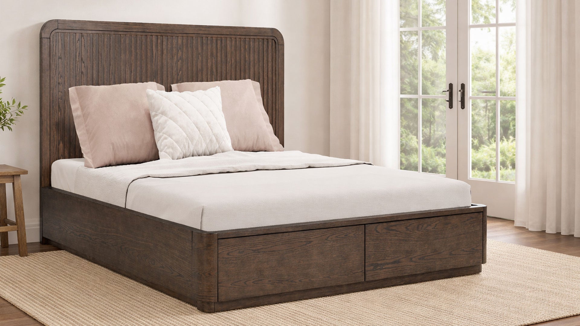 Athens Brownstone Queen Panel Storage Bed