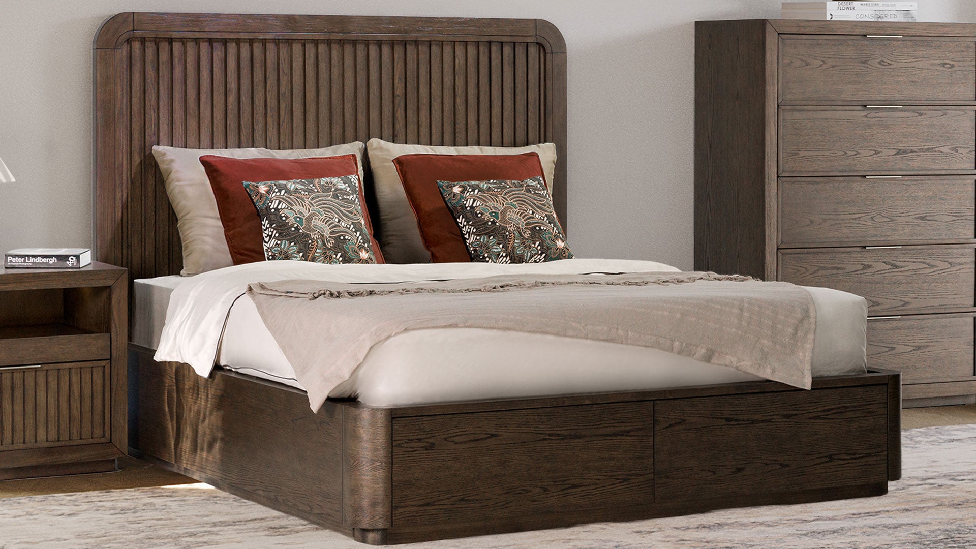 Athens Brownstone Queen Panel Storage Bed