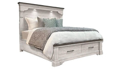 Queen Size High Plains Modern Farmhouse Storage Bed Frame With Reading Lights
