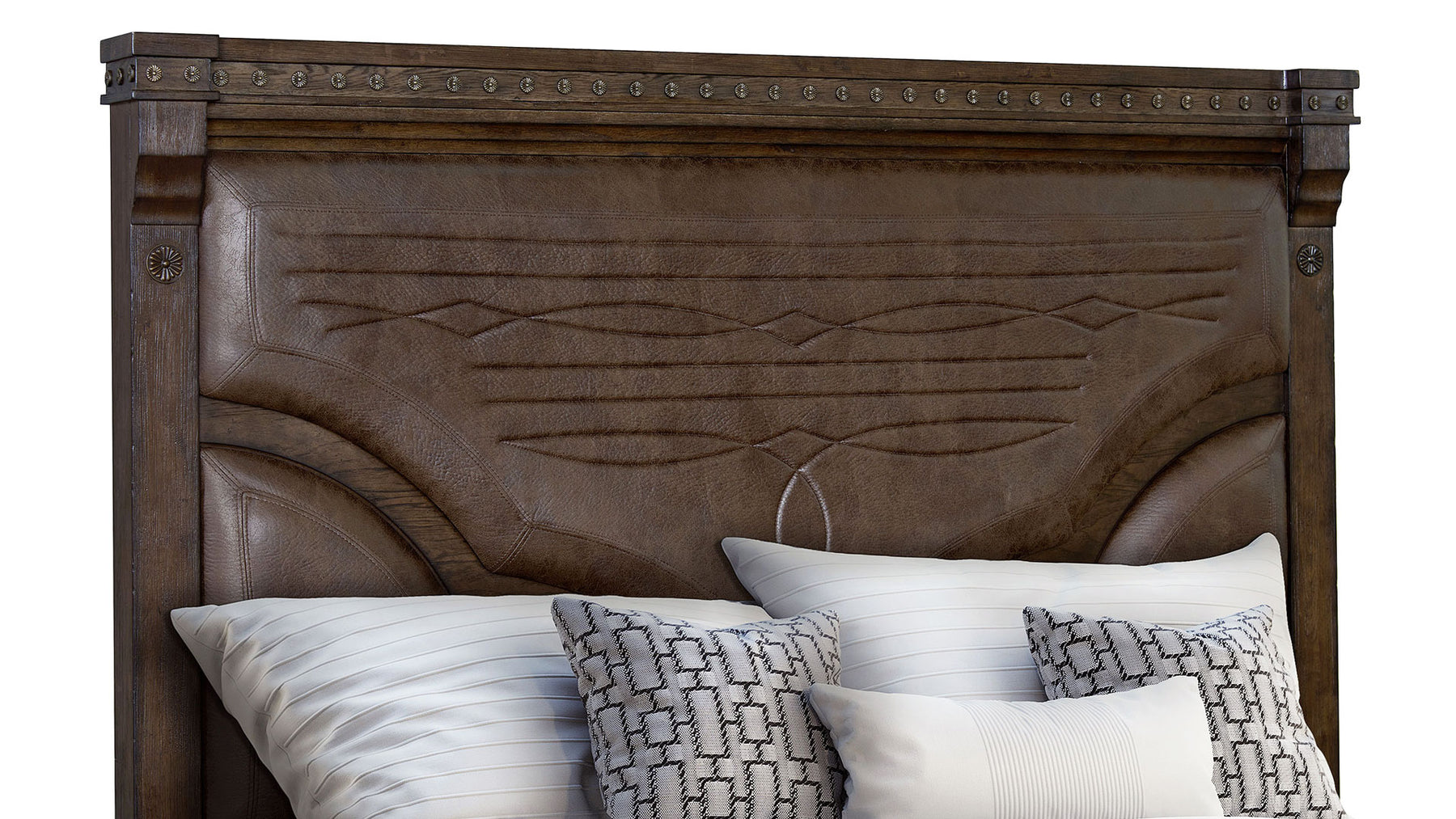 Queen Size Pecan Rustic w/Storage Bed Frame