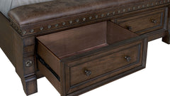 Queen Size Pecan Rustic w/Storage Bed Frame