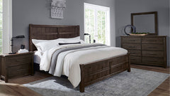Queen Size Java Dovetail Modern Farmhouse Bed Frame