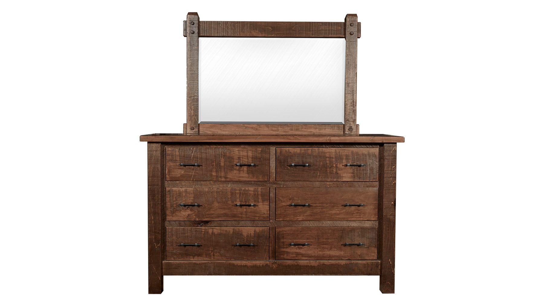 Conroe Ruff Sawn Solid Maple Rustic Dresser w/Mirror