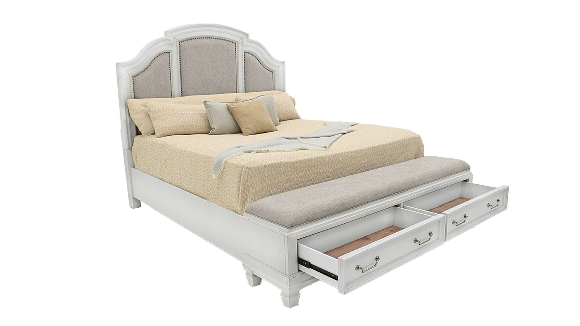 Queen bed with bench top