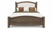 King Size Carlston Solid Cherry Wood Modern Cream Fabric Upholstered Headboard Bed