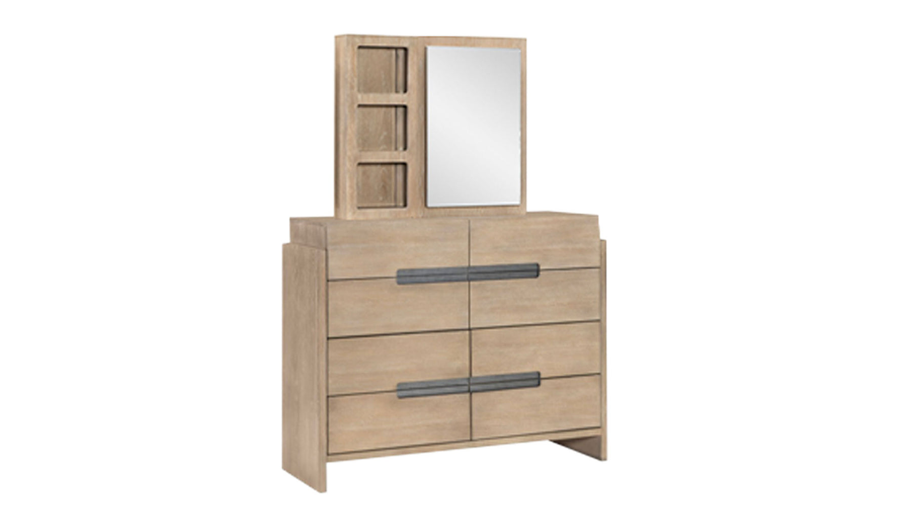 Eyrie Weathered Oak Storage Dresser w/Mirror