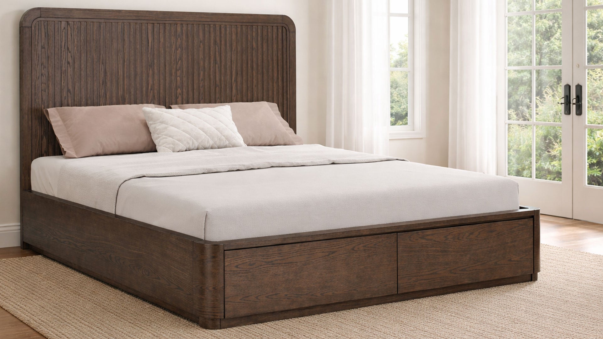 Athens Brownstone King Panel Storage Bed
