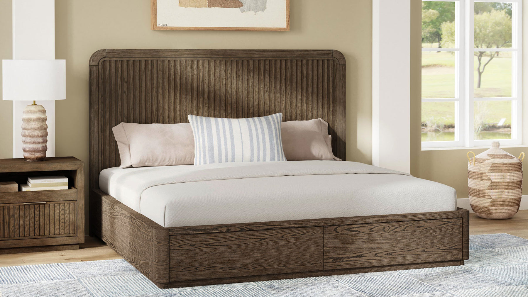 Athens Brownstone King Panel Storage Bed