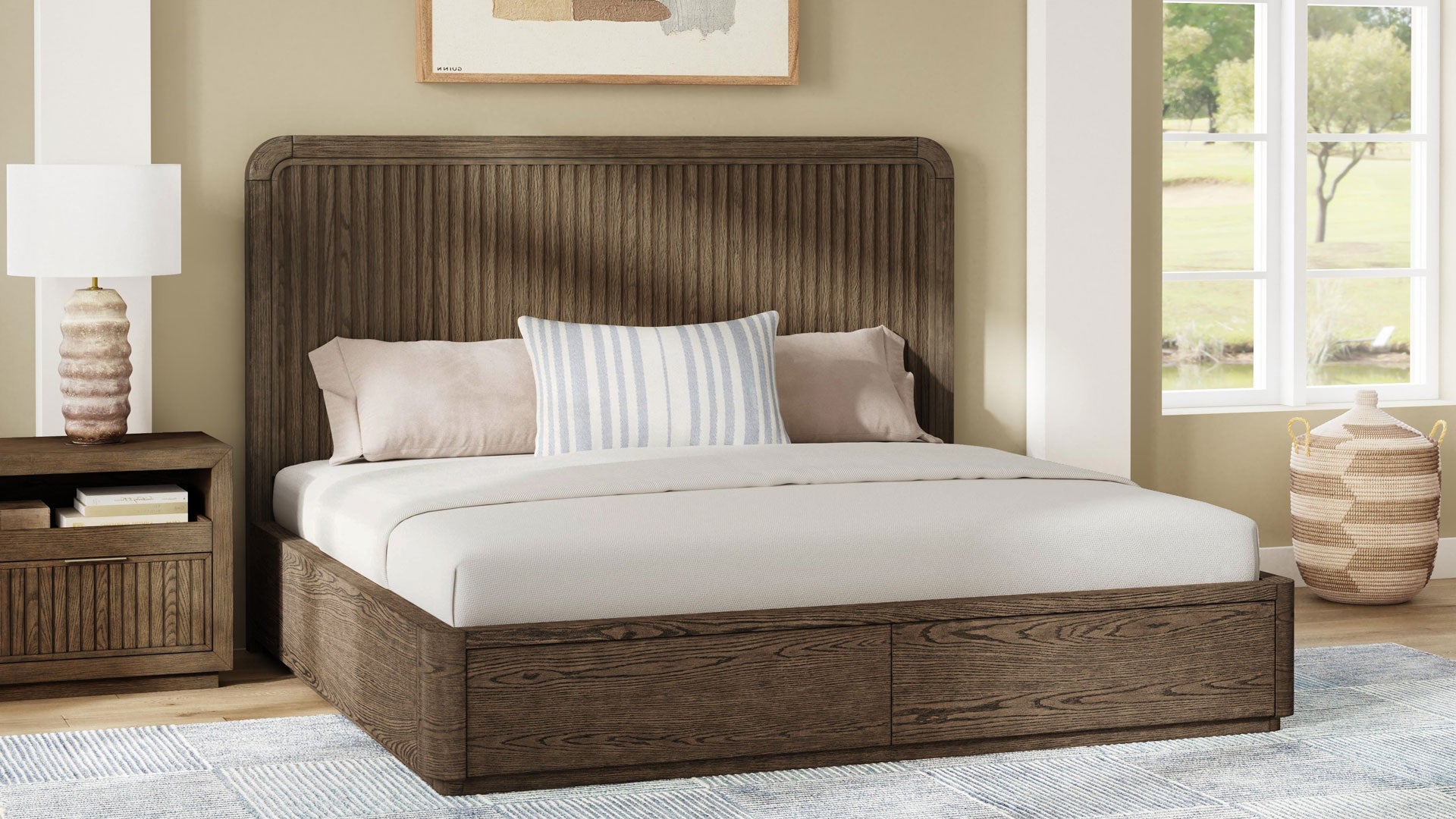 Athens Brownstone King Panel Storage Bed