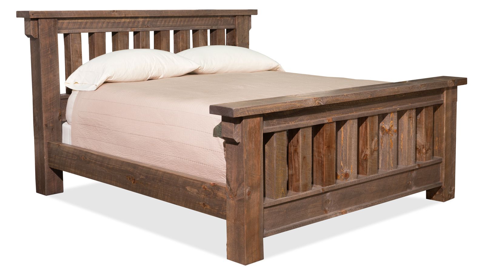 King Size Uvalde Rustic Solid Pine Wood Bed Frame