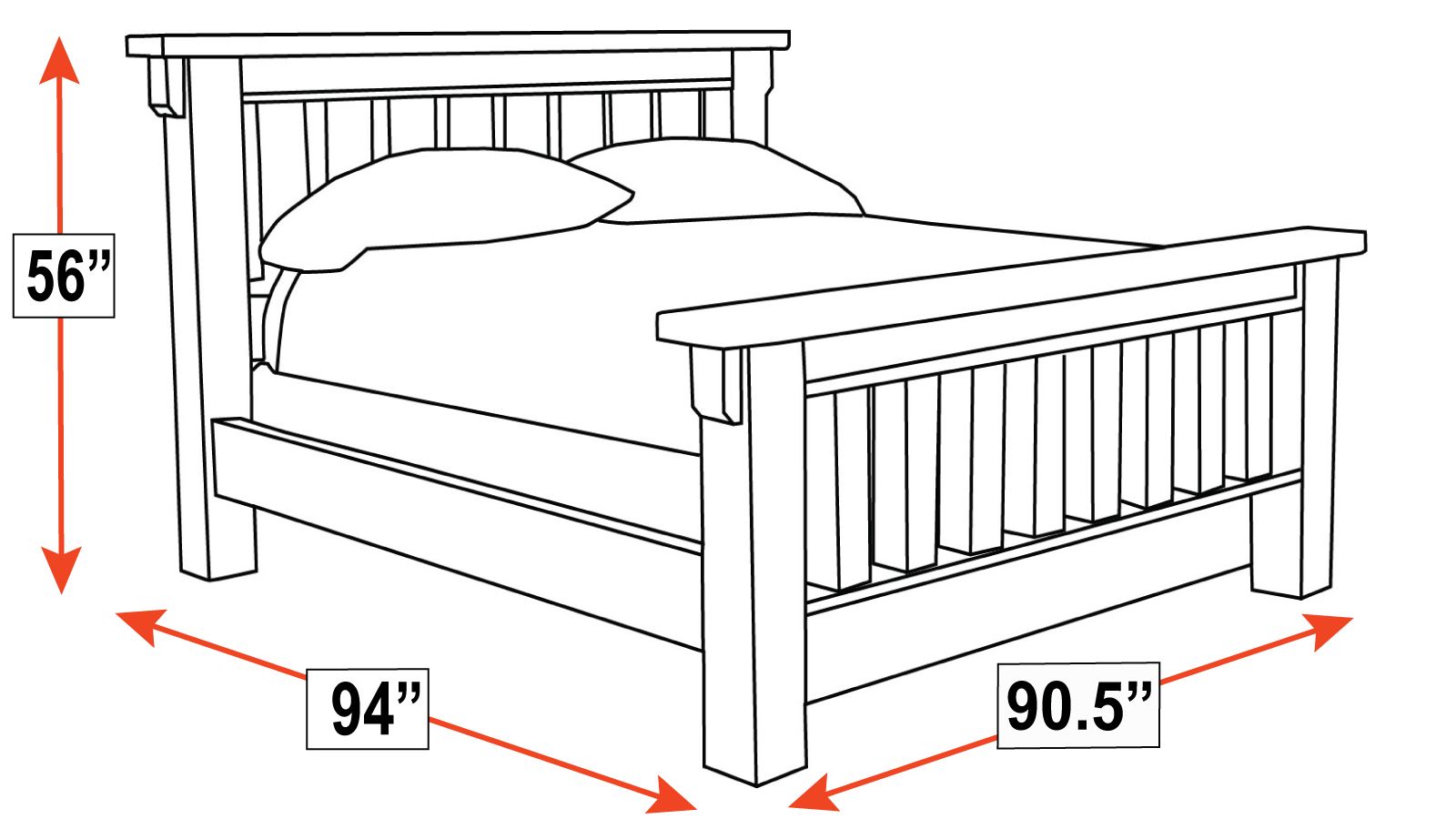 King Size Uvalde Rustic Solid Pine Wood Bed Frame
