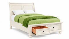 Soriah Sea Shell White King Storage Bed | Sleigh Bed with Storage | Gallery Furniture