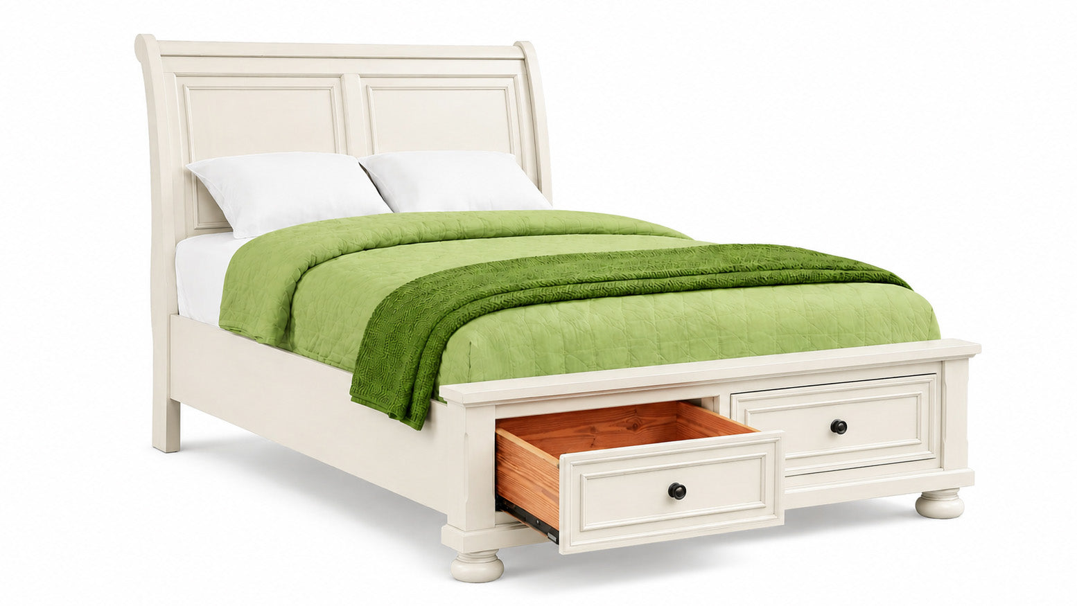 Soriah Sea Shell White King Storage Bed | Sleigh Bed with Storage | Gallery Furniture