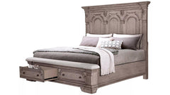 King Size Montclair Modern Farmhouse Panel Footboard Storage Bed Frame w/Bench