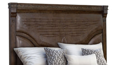 Pecan Rustic King Bed w/Storage
