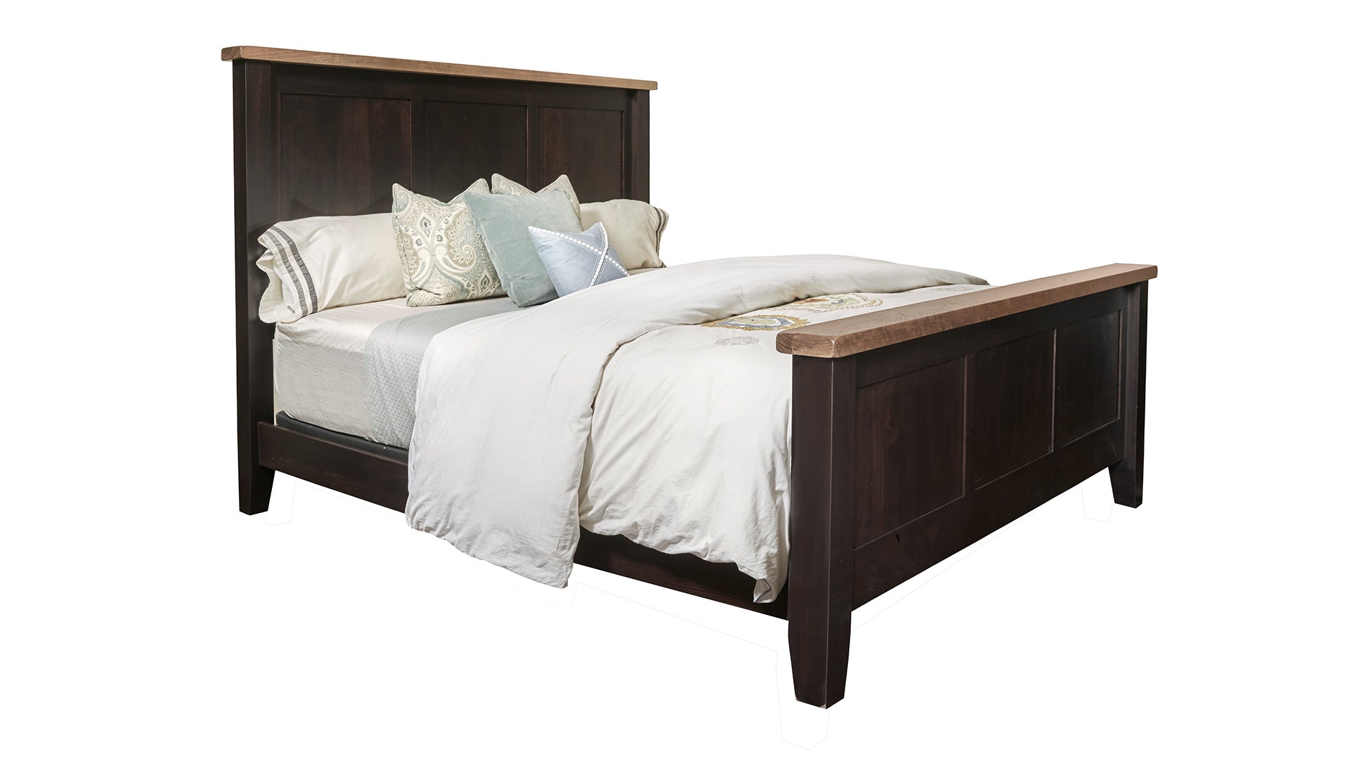 King Size San Antonio Solid Maple and Black Cherry Rustic Bed Frame
