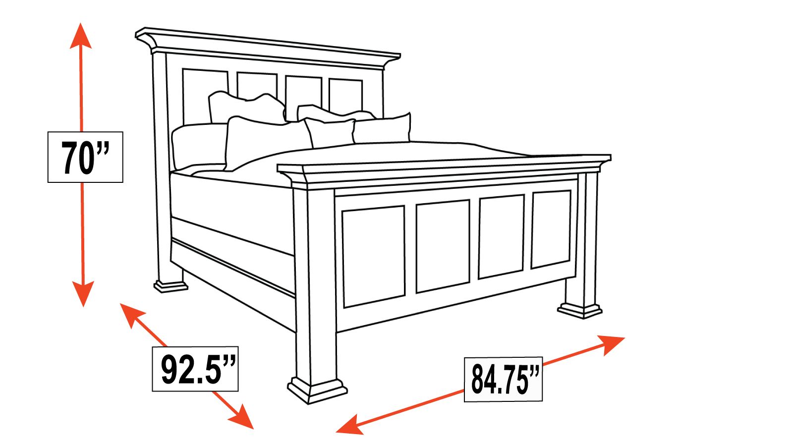 King Size Galena Park Solid Maple Wood Panel Bed Frame