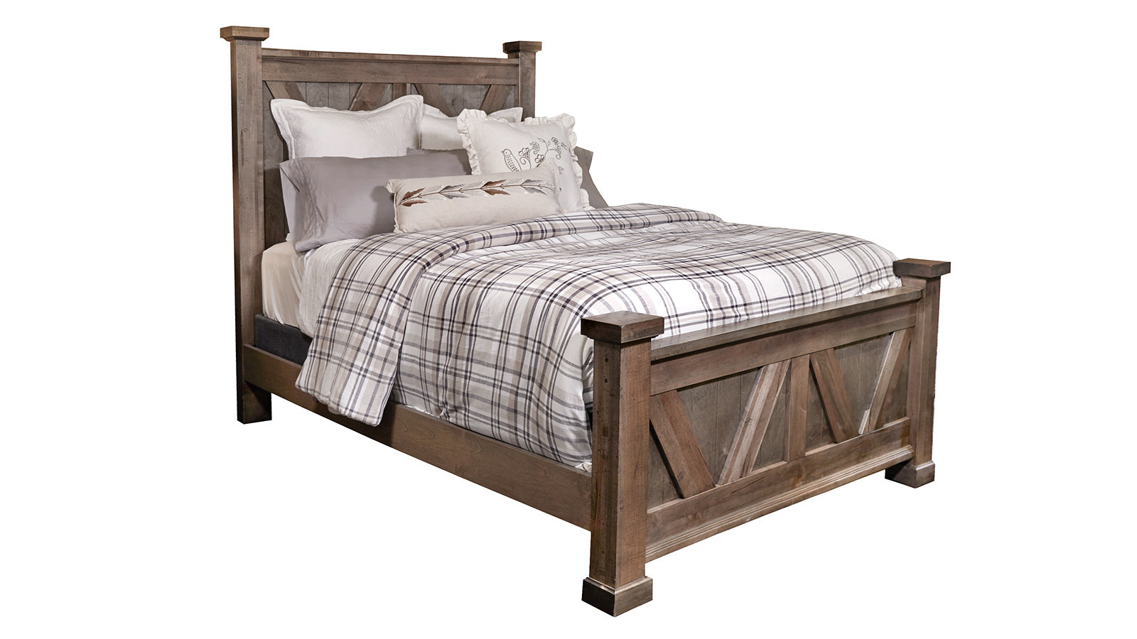 King Size Cool Rustic Stone Farmhouse Solid Maple Bed Frame