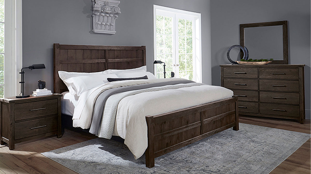 King Size Java Dovetail Modern Farmhouse Bed Frame