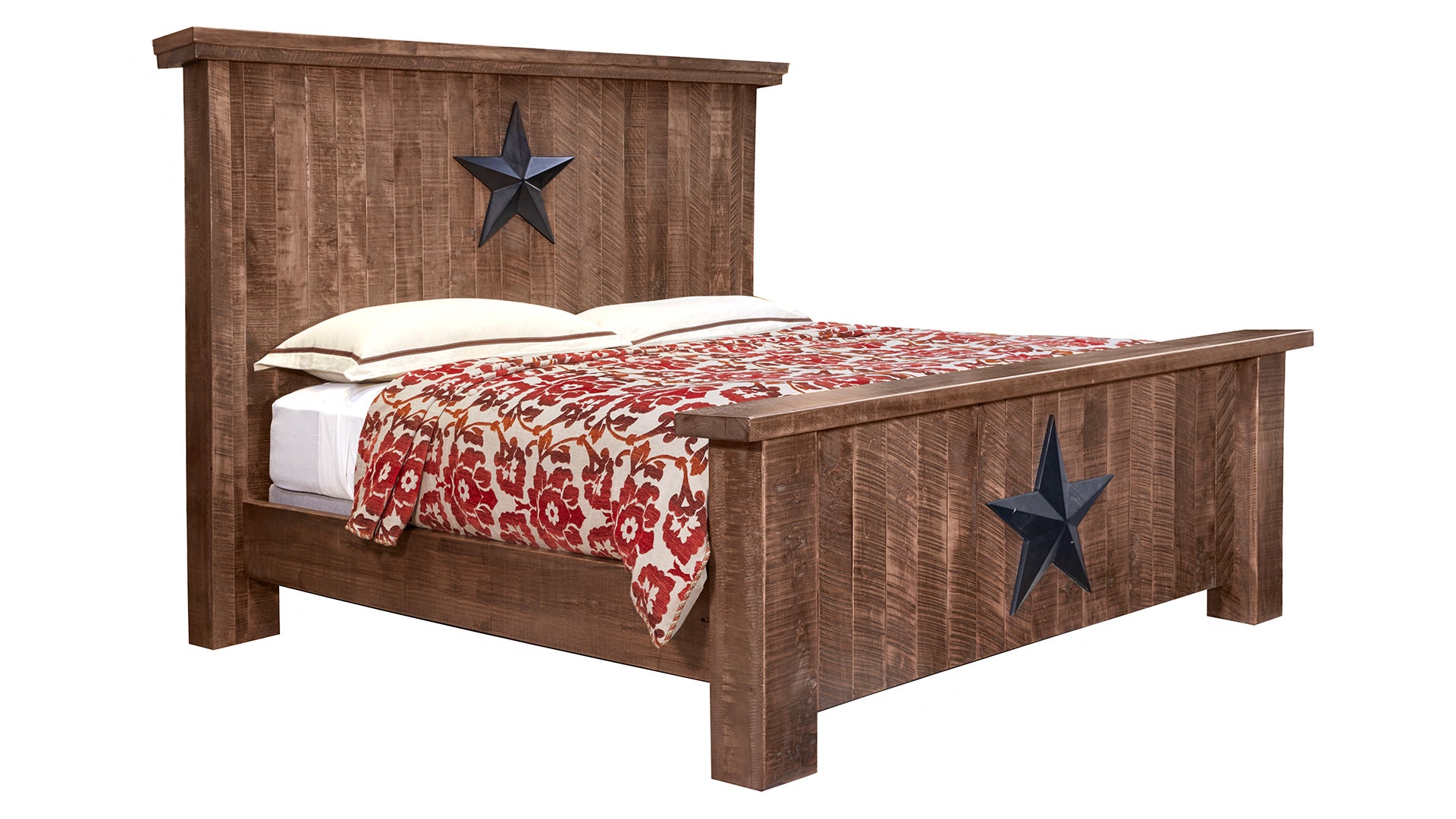 King Size Texas Lone Star Rustic Solid Maple Wood Bed Frame